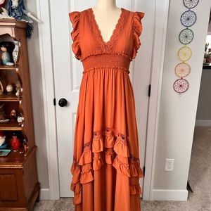 Baltic Born Jasmine Ruffle Dress - Rust